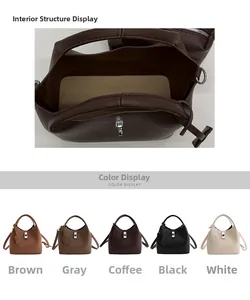 Detailed view of the spacious inner compartment and Five classic colors available