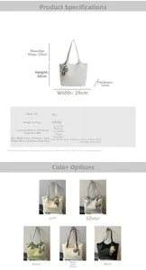 Detailed size guide and multi-color options for the large PU leather tote bag