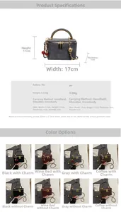 Detailed view of woven suede mini box bag with dimensions 17x11x7cm and weight 0.33kg