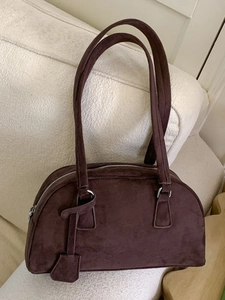 Vintage Frosted PU Leather Boston Shoulder Bag Large Capacity Commuter Fashion Pillow Handbag For Women Casual Daily Bag