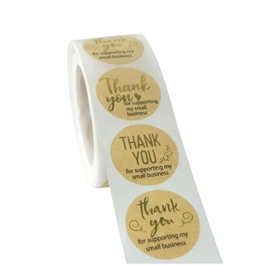 Roll of kraft paper Thank You stickers for small business packaging and gift sealing