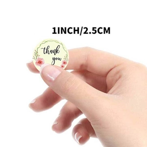 1-inch floral Thank You stickers for gift sealing with 2.5cm round pink flower patterns