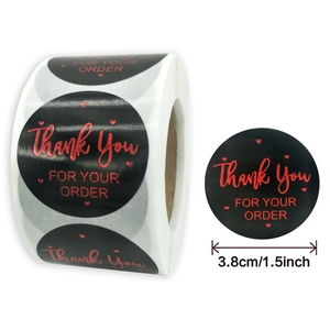Black round stickers with red metallic text Thank You for Your Order for gift sealing