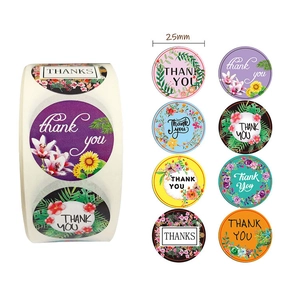 Floral Thank You Stickers Round Flower Sealing Labels For Gift Bags Envelopes Small Business Packaging Decoration Labels