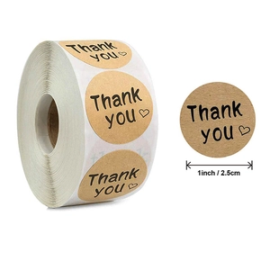 Braune Kraftpapier-Aufkleber Thank You Rolle mit Herz für Geschenke, 1 Zoll 2,5 cm