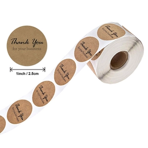 1-Zoll Kraftpapier Thank You Aufkleber Rolle für Geschenkverpackungen und Versiegelung