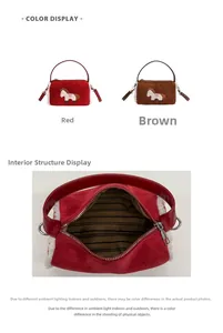 Detail of plush pony handbag showing striped lining and soft faux sheepskin texture
