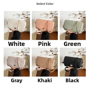 Vista detallada de los seis colores para el bolso de hombro en cuero premium