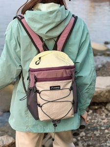 Foldable lightweight outdoor backpack in color-block design for hiking and travel sports