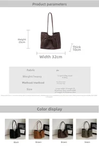 Detailed size specifications table for retro tote bag in various colors and dimensions