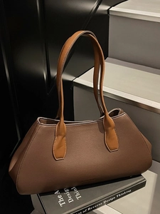 Minimalist PU Leather Litchi Grain Tote Shoulder Bag For Women Large Capacity Casual Commuter Handbag Work Daily Travel Bag