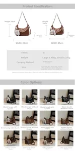 Size chart for oil wax leather bags with metal chains and plush bunny charms