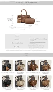 Guide des tailles détaillé pour l'ensemble sac seau en cuir PU vintage avec dimensions