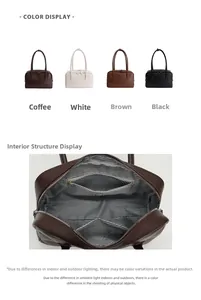 Detailed interior view and color options for large capacity faux leather tote bag