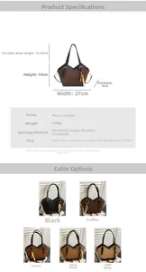 Spécifications de taille et cinq variantes de couleurs du sac fourre-tout en toile