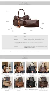 Guide des tailles et options de couleurs pour l'ensemble de sacs en cuir PU avec charm