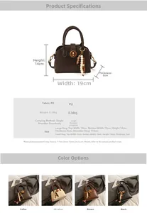 Detailansicht der Muscheltasche Abmessungen und Farben aus Retro PU-Leder für Damen