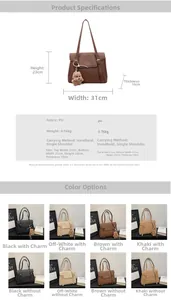 Spécifications de taille et options de couleur pour le grand sac à main en cuir PU