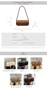 Detailed specs and size guide of the minimalist PU leather baguette shoulder bag