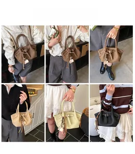 Lifestyle shots of solid color wing tote bag showing crossbody and shoulder wear options
