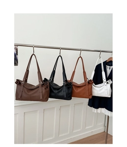 Litchi pattern leather tote bags in four colors with side pleats and adjustable straps
