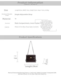 Detailed view of the large vintage PU leather briefcase with size and internal capacity specs