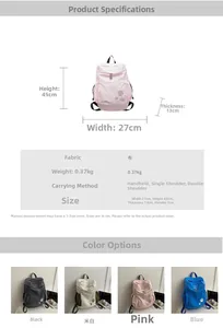 Spécifications de taille pour sac à dos de voyage grande capacité en quatre couleurs