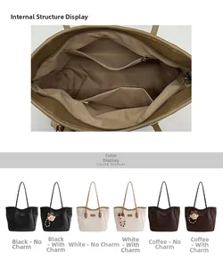Détail de l'intérieur de la poche et des variantes de couleurs du grand sac cabas