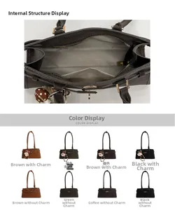 Structure intérieure détaillée et compartiments du sac sous le bras rétro avec couleurs