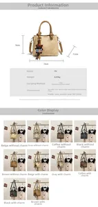Detailed size specifications and color matrix for the vintage PU leather bucket bag