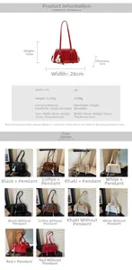Detailed view of large capacity PU leather handbag dimensions 26x13x6cm and color options