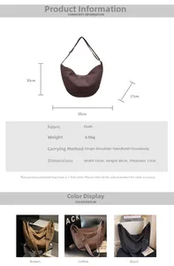 Detailed size chart and multi-color options for large capacity checkered dumpling bag