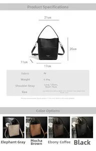 Technische Zeichnung der PU-Leder Beuteltasche mit Maßen und Trageriemen-Details