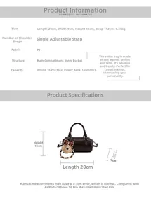 Detailed size chart of dark brown cylindrical handbag with dimensions 20x9x10cm and strap