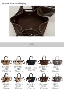 Detailansicht der Innenstruktur des Bucket Bags und Auswahl verschiedener Farben