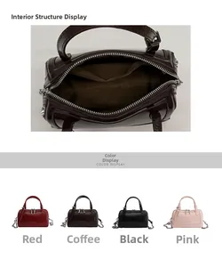 Detailed interior compartment and multiple color options for the vintage leather handbag