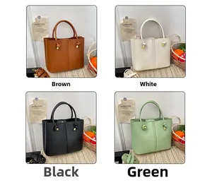Detailansicht stilvoller Bucket Bags aus Leder in Schwarz, Weiß, Braun und Grün