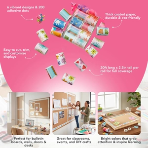 6-pack colorful bulletin board borders with various prints for classroom and desk decoration