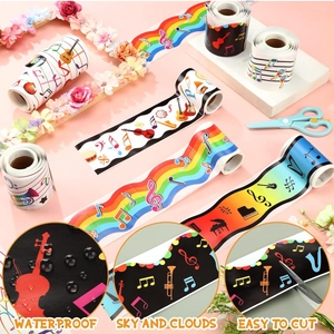 Rainbow music bulletin board border stickers with waterproof musical notes for classrooms
