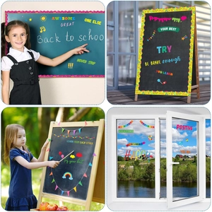 Rainbow heart balloon bulletin board borders with motivational classroom stickers