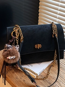 Vintage Large Capacity Women Tote Bag Suede PU Leather Crossbody Bag Gold Chain Twist Lock Casual Daily Shoulder Bag