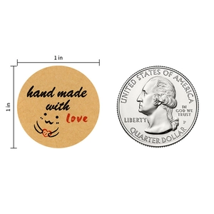 1 inch kraft paper Hand Made With Love round stickers for envelopes and packaging
