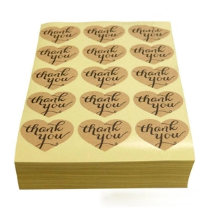 Autocollants Merci en Forme de Cœur Papier Kraft Autocollant Étiquettes de Sceau Pour Emballage Cadeau Mariage Fête Sceau Enveloppe