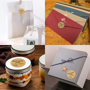 1 inch Hand Made with Love kraft paper stickers for envelopes, glass jars, and gift boxes