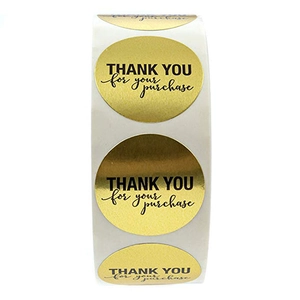 Adesivi dorati tondi da 1 pollice Thank You for your purchase metallizzati in rotolo