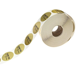 Rotolo di adesivi Thank You in oro metallizzato per sigillare le buste regali