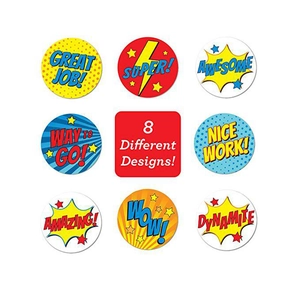 Set de 8 pegatinas de recompensa de superhéroes estilo cómic para niños
