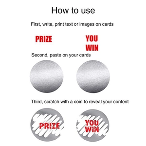 Three-step guide for using silver heart-shaped scratch-off stickers on reward cards