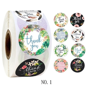 Floral Thank You Stickers Round Elegant Botanical Label Roll For Gift Wrap Envelope Seal Small Business Supplies Stationery Decor