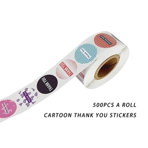 500pcs roll of colorful Thank You sealing stickers with diverse geometric patterns